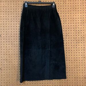 Vintage Black Suede Maxi Skirt Evan Davies 6p Goth Whimsygoth Grunge Full Length